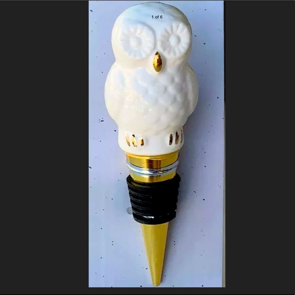 CIROA LETS GIVE THANKS BOTTLE STOPPER OWL CERAMIC - Picture 1 of 6